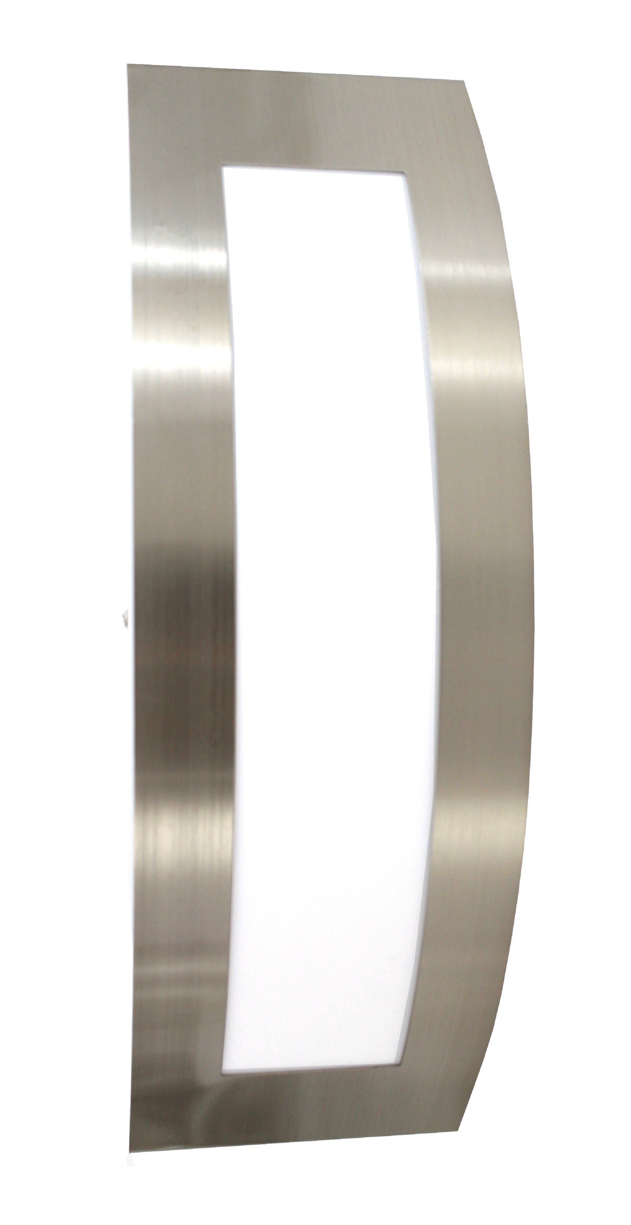 TRANGO LED Außen-Wandleuchte, 8009GL IP44 LED Außenleuchte inkl. 1x 4-5 Watt E27 LED Leuchtmittel 3000K warmweiß *GINA* Wandleuchte aus Edelstahl gebürstet & Kunststoff, Außenstrahler, Wandstrahler, Außenlampe, Gartenleuchte