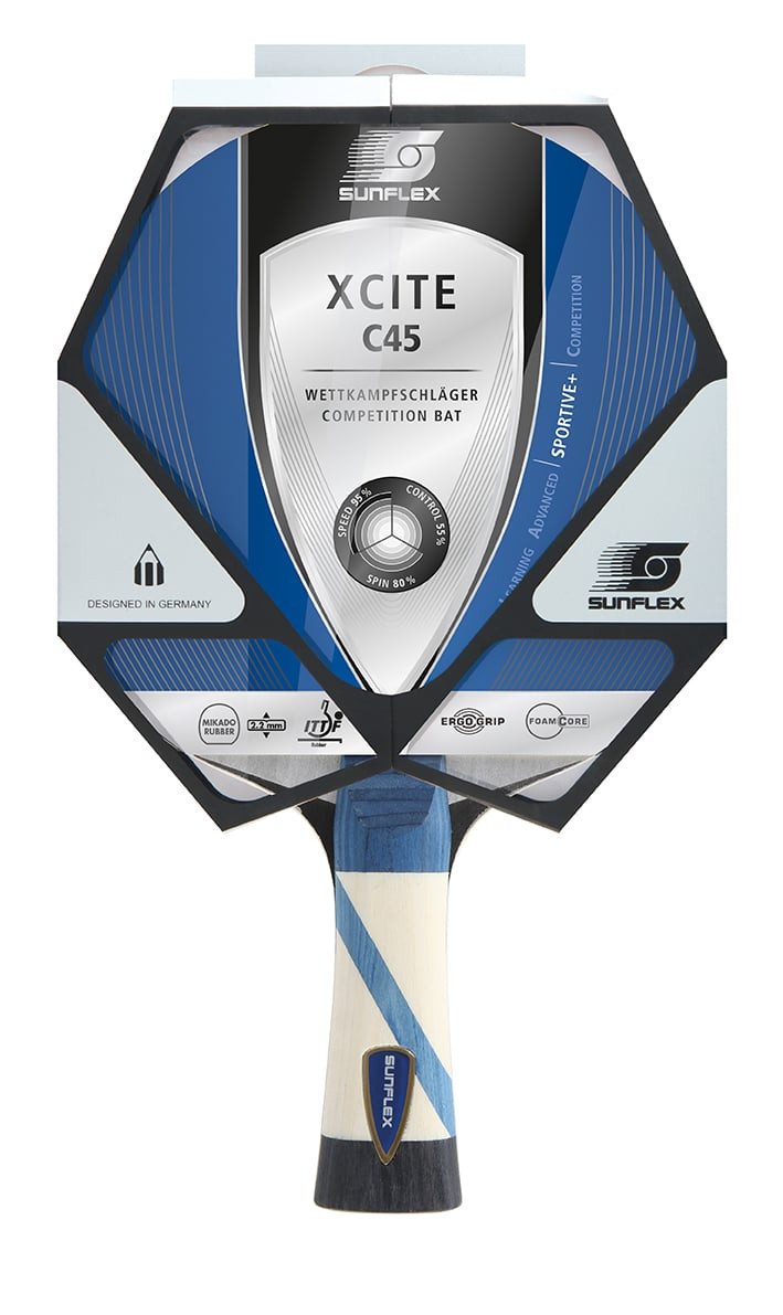 Tischtennisschläger XCite C45 (Wettkampf, 2,2mm Schwamm, Mikado-Belag, ITTF) - 1 Schläger
