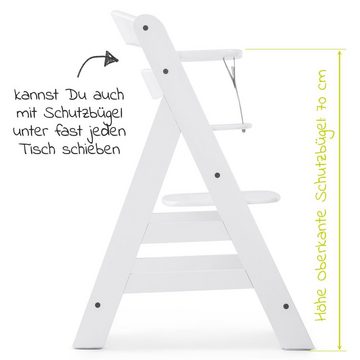 Hauck Hochstuhl Alpha Plus White (Set), Mitwachsender Holz Baby Kinderhochstuhl mit Sitzauflage - verstellbar