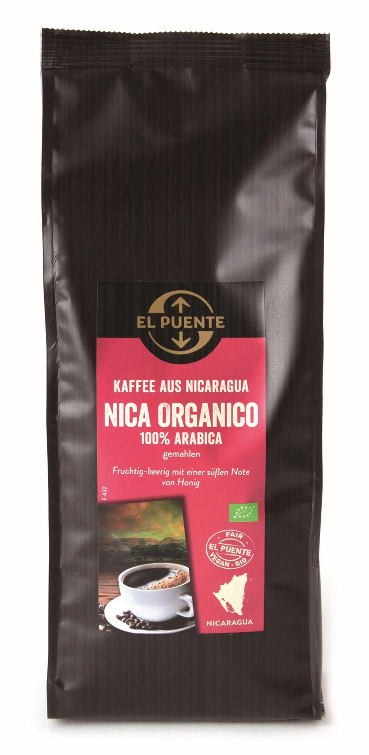 El Puente Kaffee Nica organico - Bio-Kaffee gemahlen 500 g, Fair Trade, Vegan, Bio, Fair Trade
