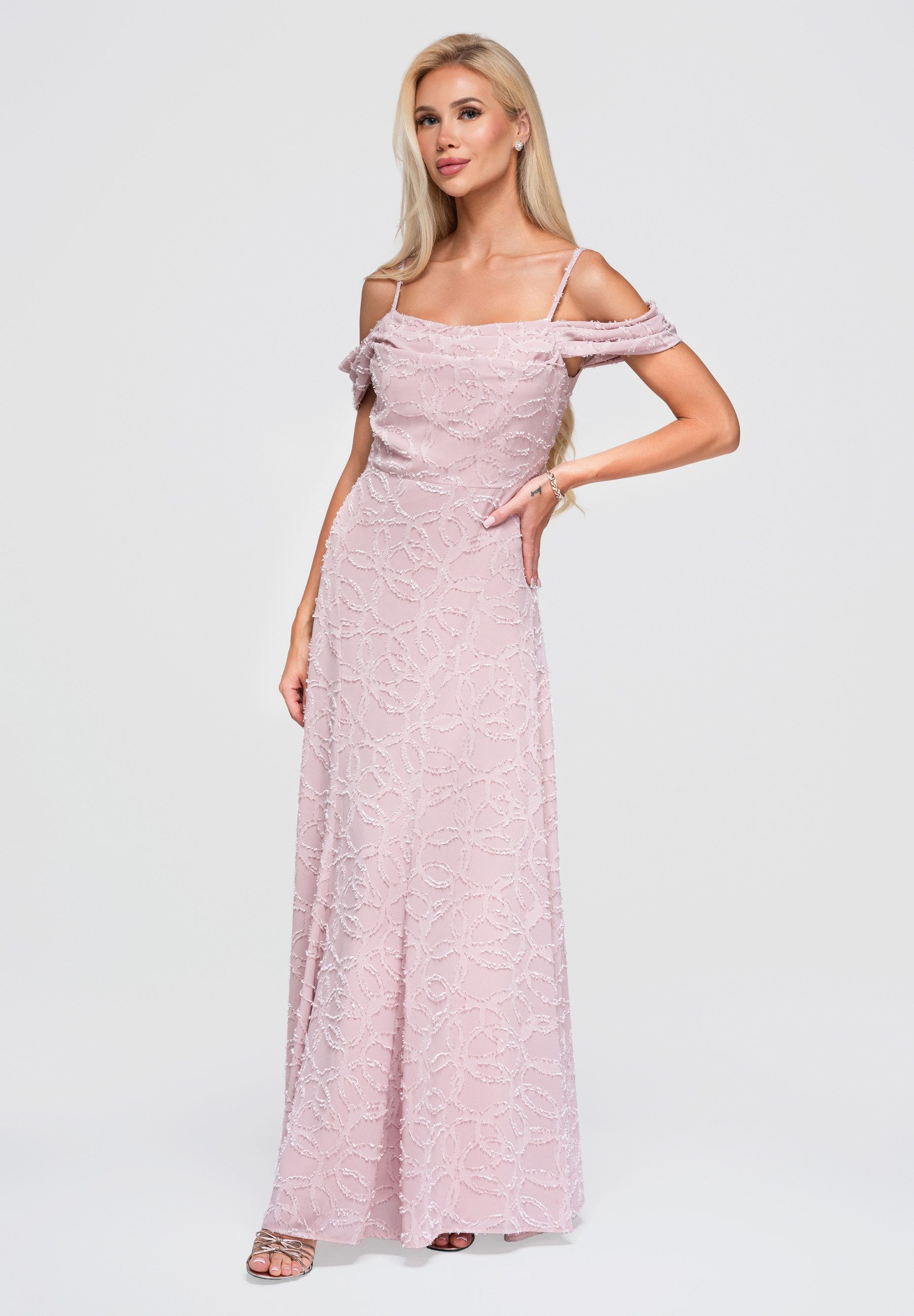 OMBRE Abendkleid Damen Abendkleid mit elegantem Schnitt Pink L (kein Set, 1-tlg)