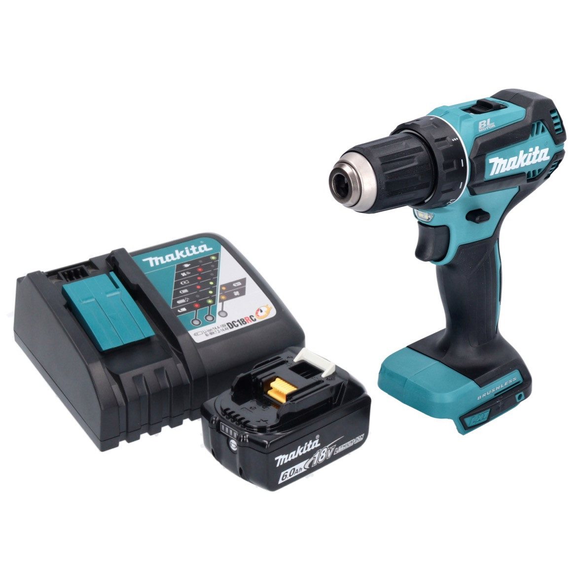 Thumbnail - Makita Akku-Schrauber DDF 485 RG1 Akku Bohrschrauber 18 V 50 Nm Brushless + 1x Akku 6,0 Ah