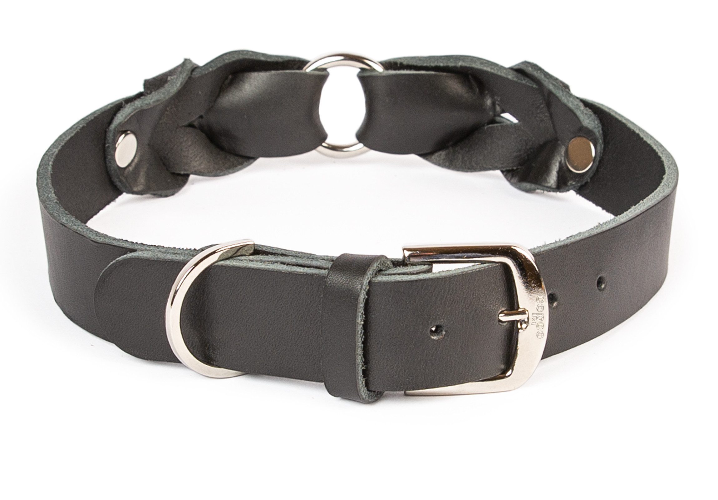 CopcoPet Hunde-Halsband Lederhalsband Hundehalsband - Heidi, Verchromt, Leder, Geflochten, Handarbeit