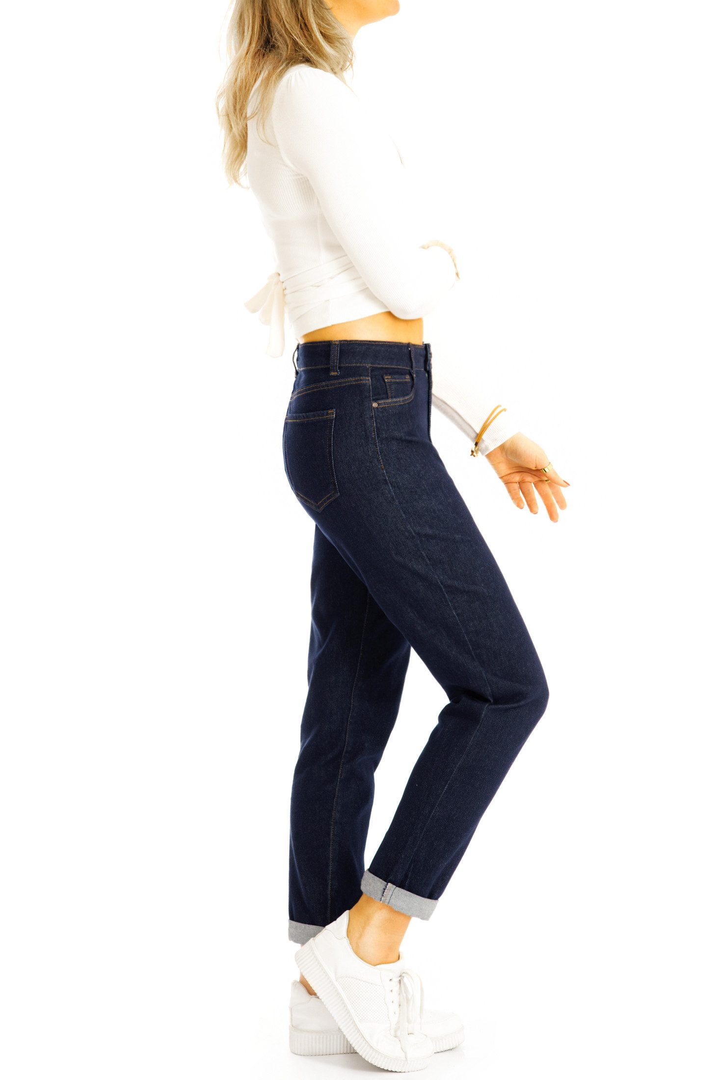 be styled Mom-Jeans Girlfriend Mom fit Jeans Hose High Waist Jeanshose - Damen - j27L-3 mit Stretch-Anteil