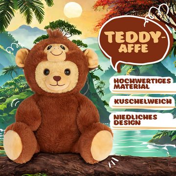 BRUBIES Kuscheltier Teddy Affe - 25 cm Teddybär im Affenkostüm mit Kapuze (Plüschtier für kuschelige Abenteuer, 1-St), Kuscheltier Geschenk für Kinder