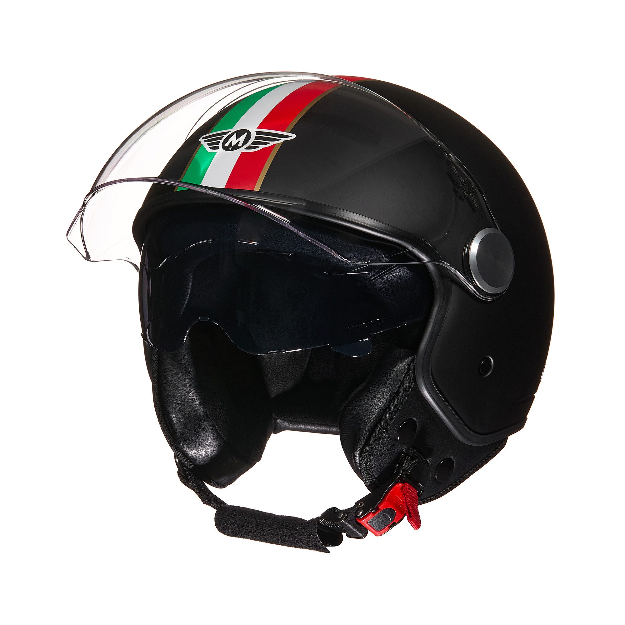 MOTO HELMETS Motorradhelm Integralhelm Motorrad Full Helm AV-63 Italia, Für Motorrad und Roller, Schnellverschluss, Sonnenvisier, nur 1050g