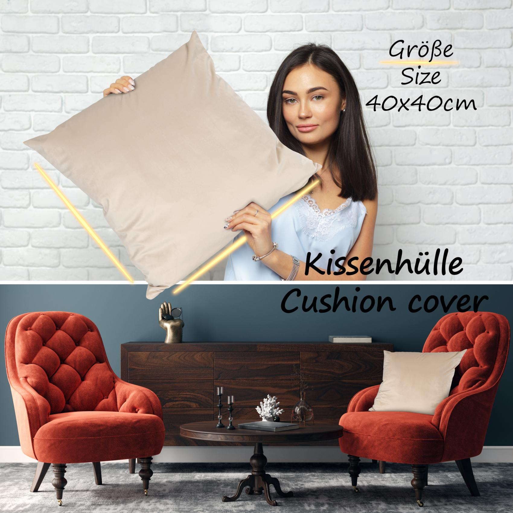 ANRO Dekokissen Kissenhülle MIT oder OHNE Füllung Kissenbezug Zierkissen, Kissenüberzug ohne Füllung Samt Uni 40x40cm Einfarbig Beige – Bild 4 von 5