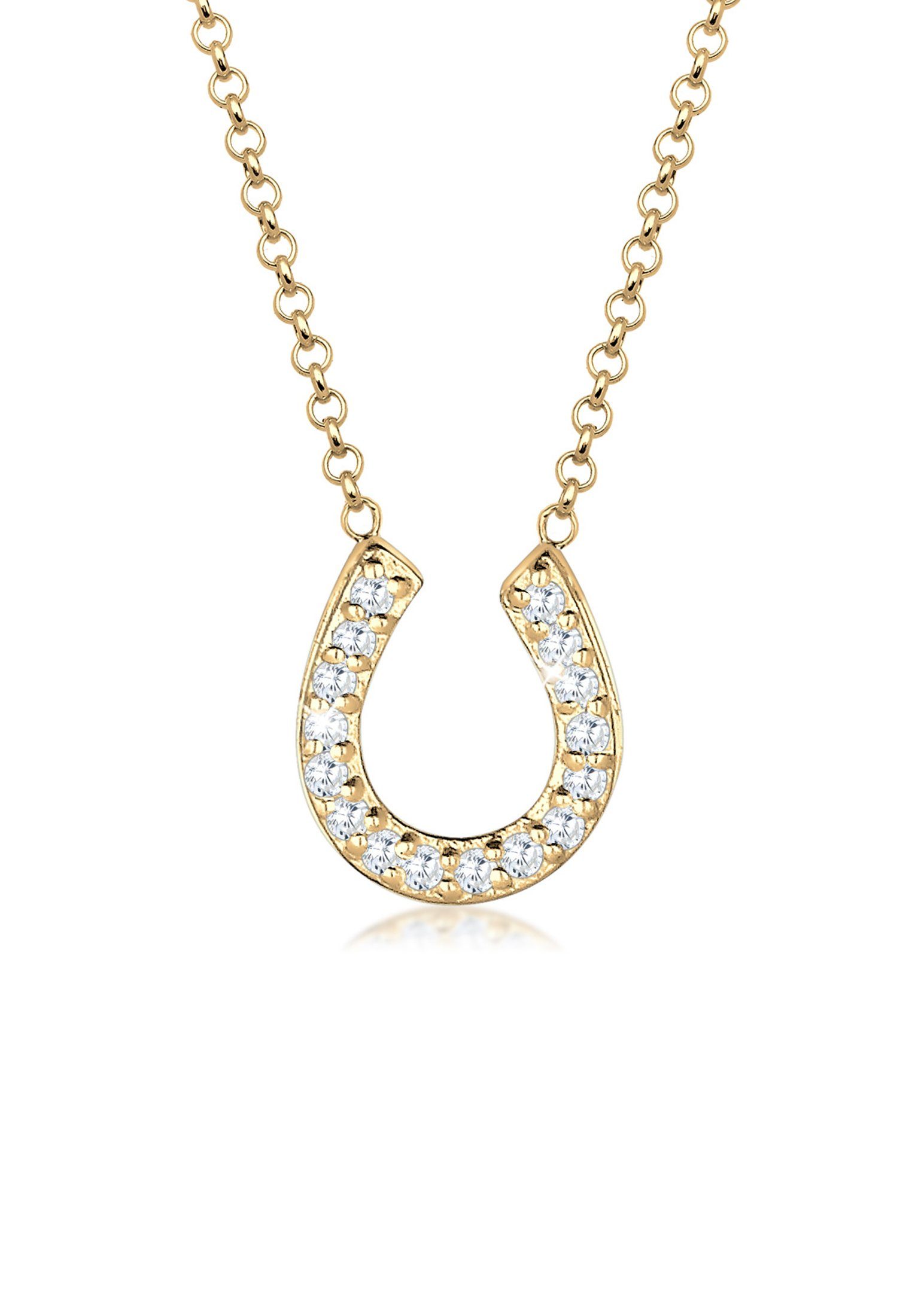 Elli Kette mit Anhänger Hufeisen Glück Zirkonia 925 Sterling Silber, Hufeis günstig online kaufen