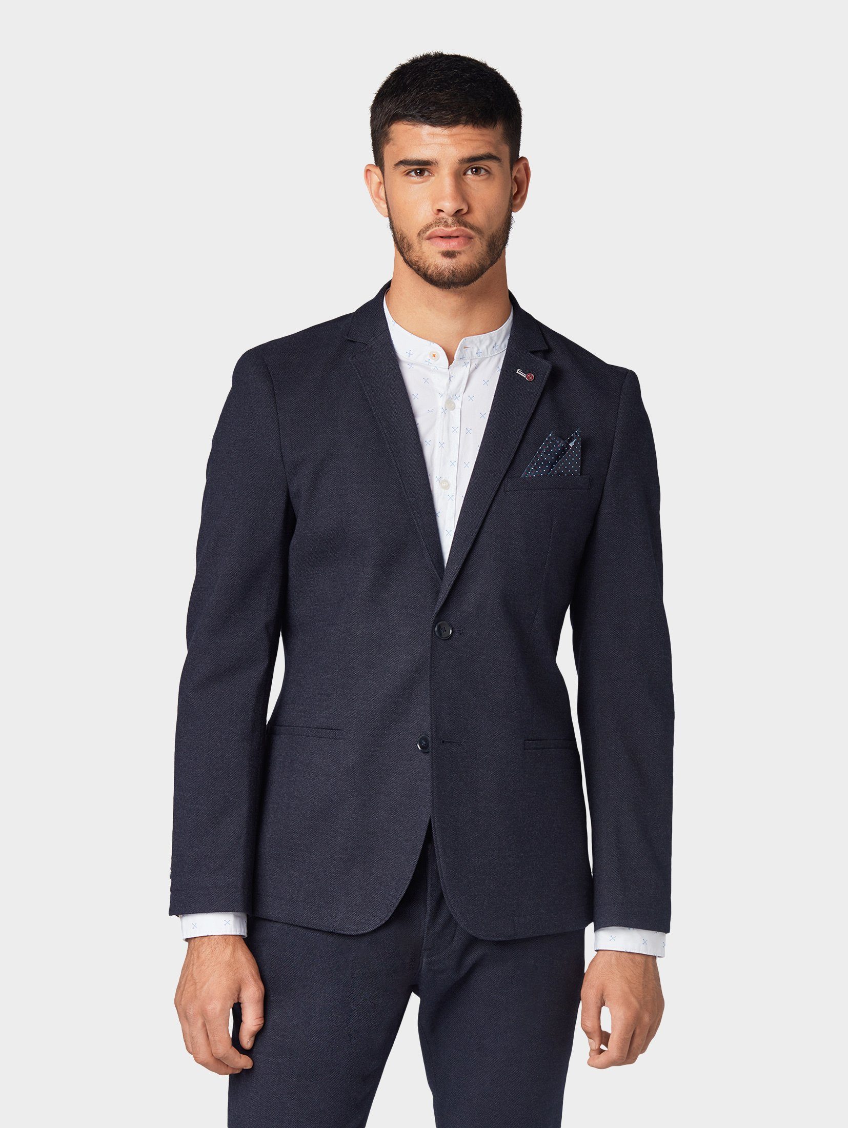 TOM TAILOR Herren Sakko Regular Fit - Moderner Blazer Mit Stretch