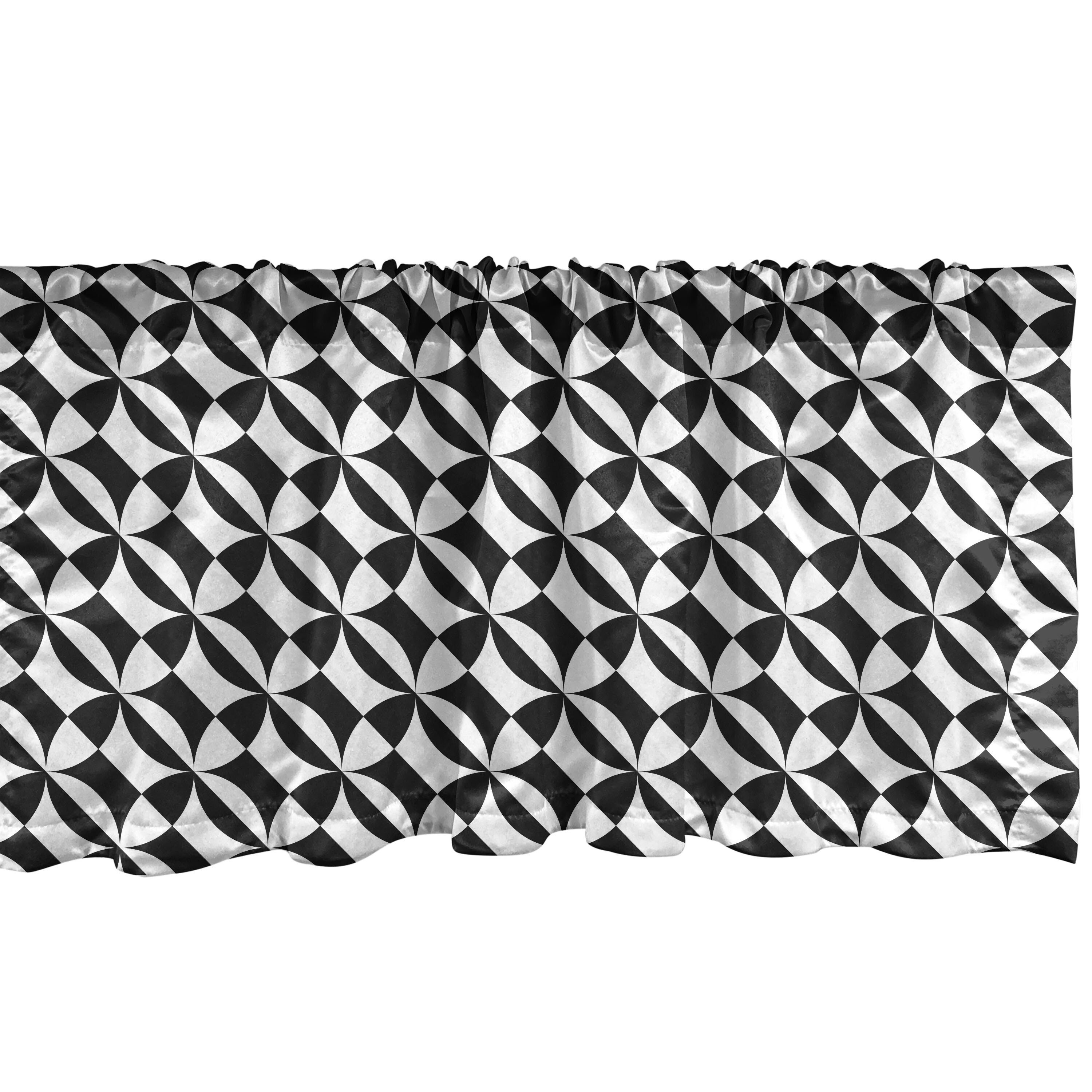 Vorhang Scheibengardine Volant Dekor Schwarz Diagonal für Abakuhaus, mit und Boho weiß Küche Schlafzimmer Stangentasche, Microfaser, Forms