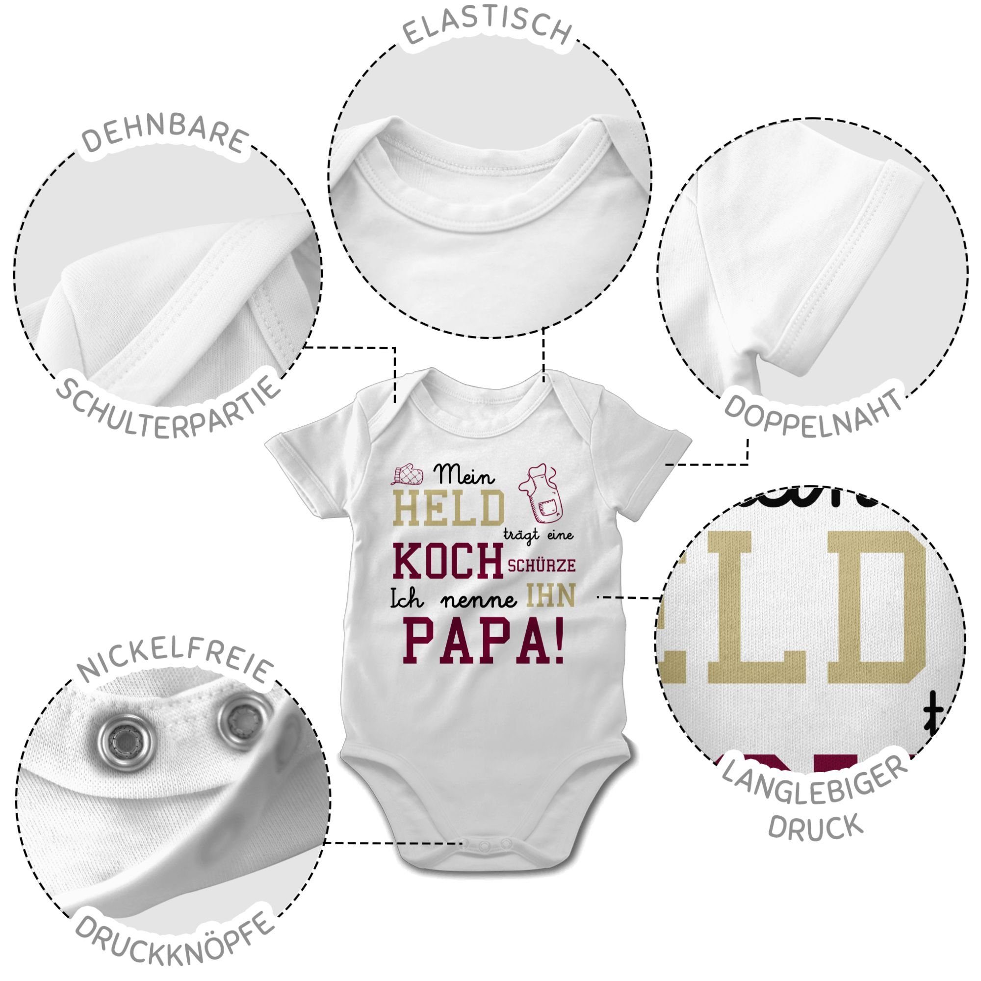 eine Sprüche Kochschürze Mein trägt Weiß Shirtbody Held 1 Shirtracer Baby