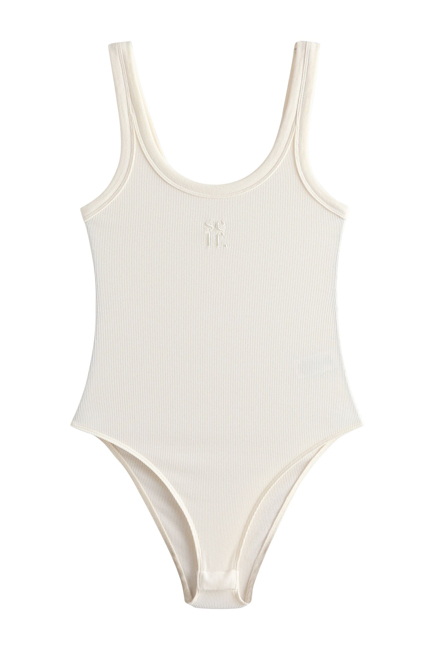 self Trägertop Self. Ärmelloser, gerippter Bodysuit, U-Ausschnitt (1-tlg)