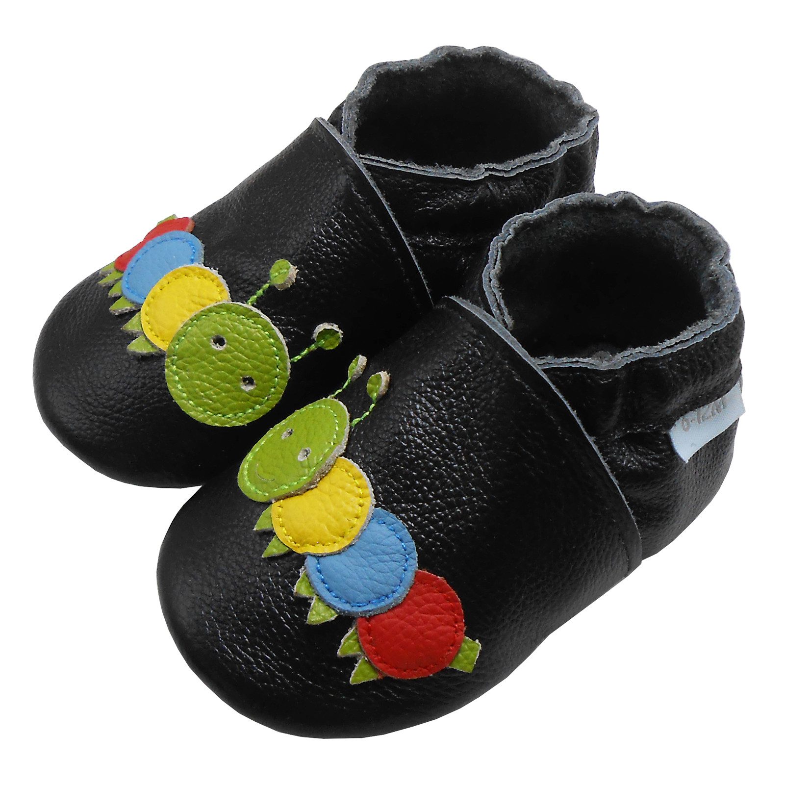 Basrakids Weiche Leder Lauflernschuhe Домашняя обувь Lederpuschen Raupe Schwarz Lauflernschuh (100 % echtem Leder) Handgenäht, weiche, leichte, flexible, rutschfest