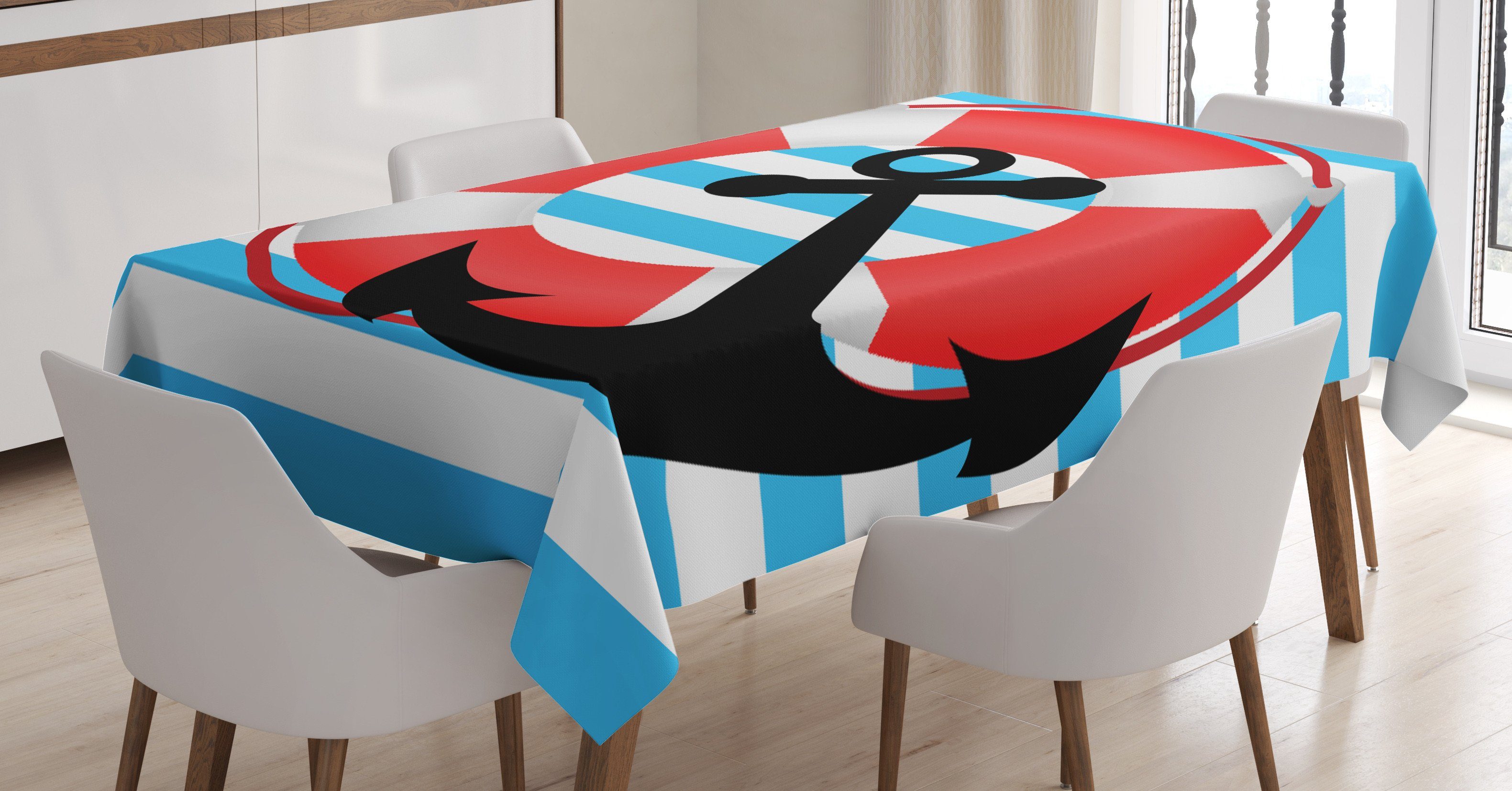 Lifebuoy Klare Tischdecke Waschbar Entwurf Abakuhaus den Farben, Anker Bereich geeignet Außen Farbfest Anchor Für