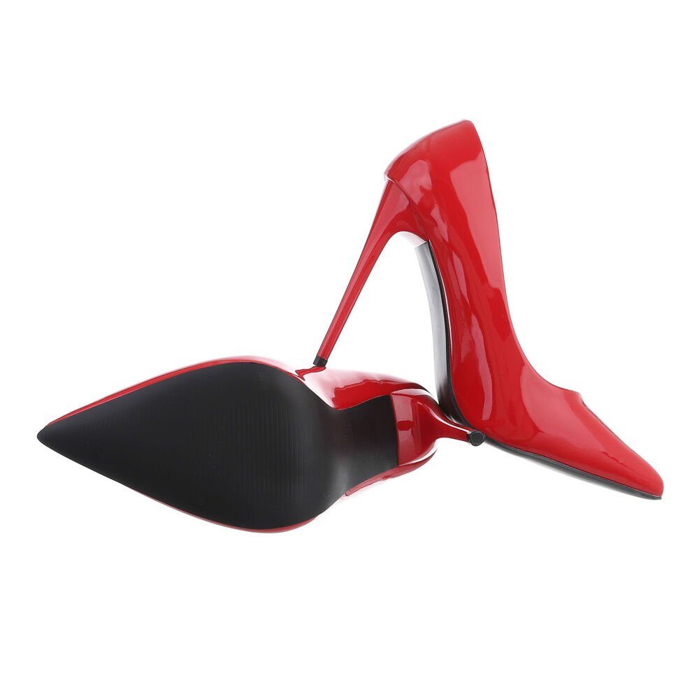 Ital-Design Damen Abendschuhe Elegant High-Heel-Pumps Rot High Pfennig-/Stilettoabsatz Pumps in Heel