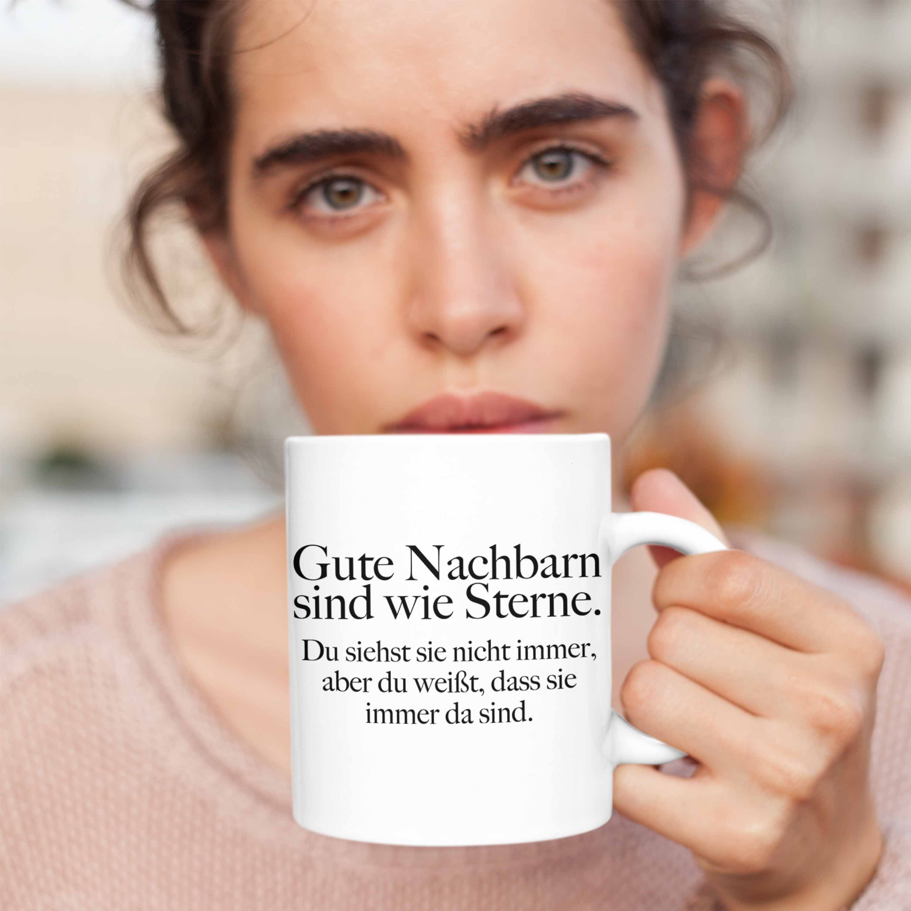 Tasse émaillée Trendation 'Beste Nachbarin' – Pour Meilleure Voisine, Cadeau Anniversaire