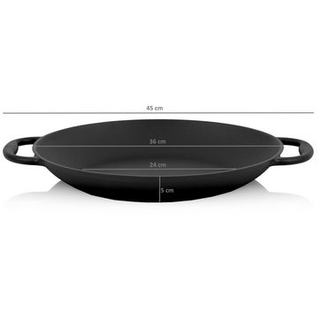 BBQ-Toro Paellapfanne Paella Pfanne, 6 Personen, Ø 36 cm, Gusseisen Grillpfanne, Gusseisen