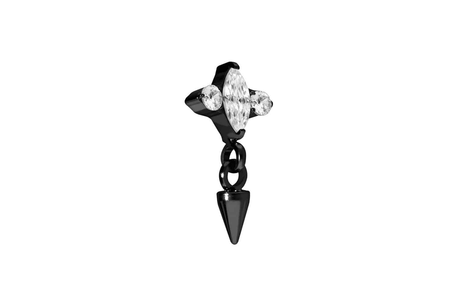 Piercing-Set Titan Schraubaufsatz mit Außengewinde EINGEFASSTE KRISTALLE + SPITZE