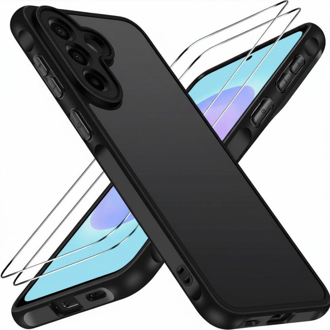 SmartUP Smartphone-Hülle + 2X Schutzglas für Samsung Galaxy A57 5G Panzerfolie Display Case 9H 6,7 Zoll, integrierter Kameraschutz