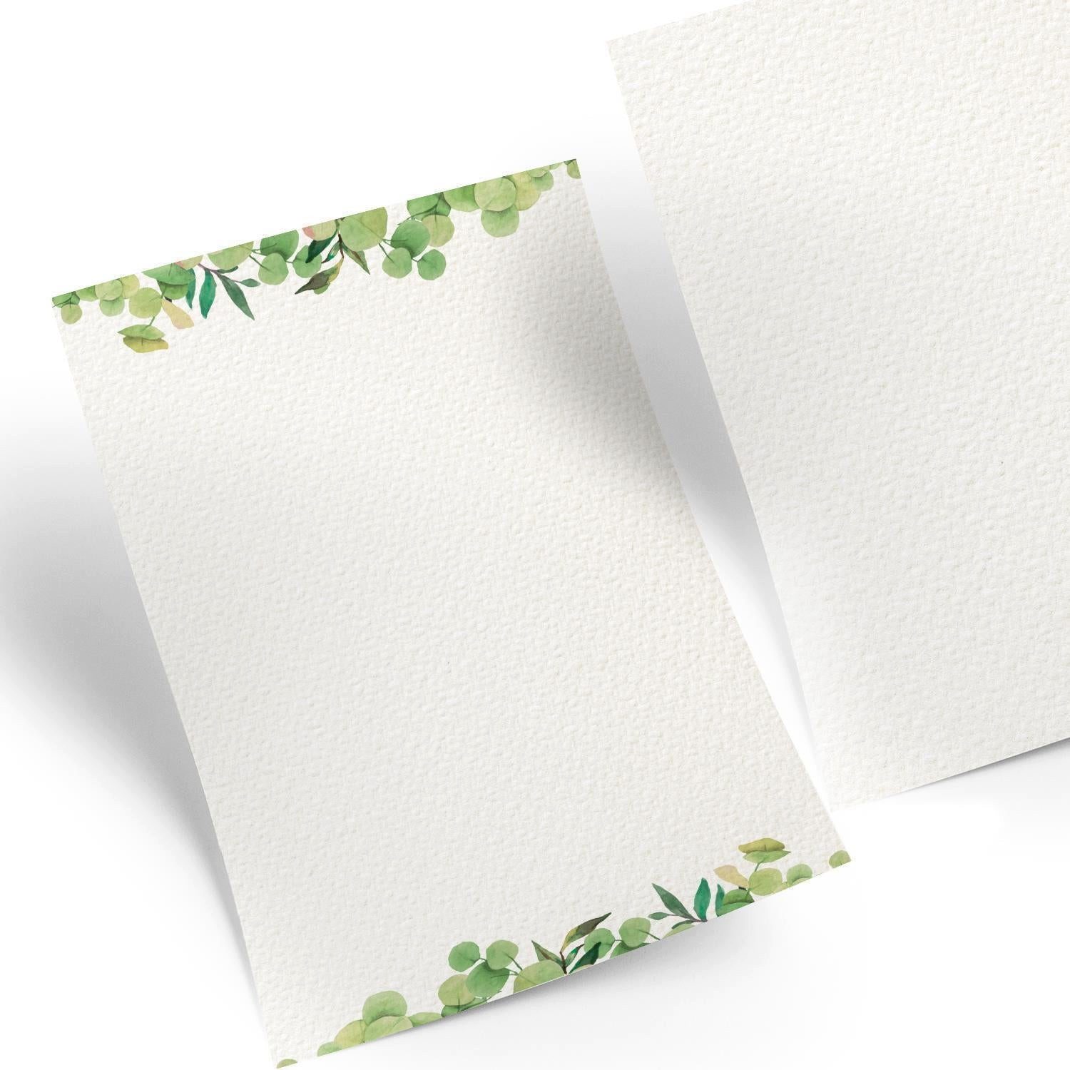 Logbuch-Verlag Klappkarte 100 Blatt Schreibpapier DIN A4 grün weiß aquarell Blätter -