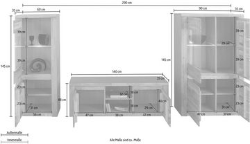 Home affaire Wohnwand Burani, (Set, 3-St), teilmassives Holz