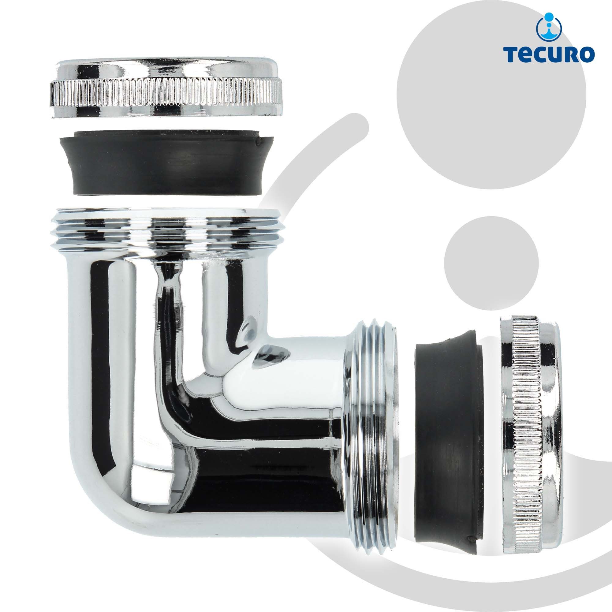 tecuro Siphon Winkel/Kupplung zum Verbinden von Ø 32 mm Siphonrohren Tauchrohren – Bild 4 von 4