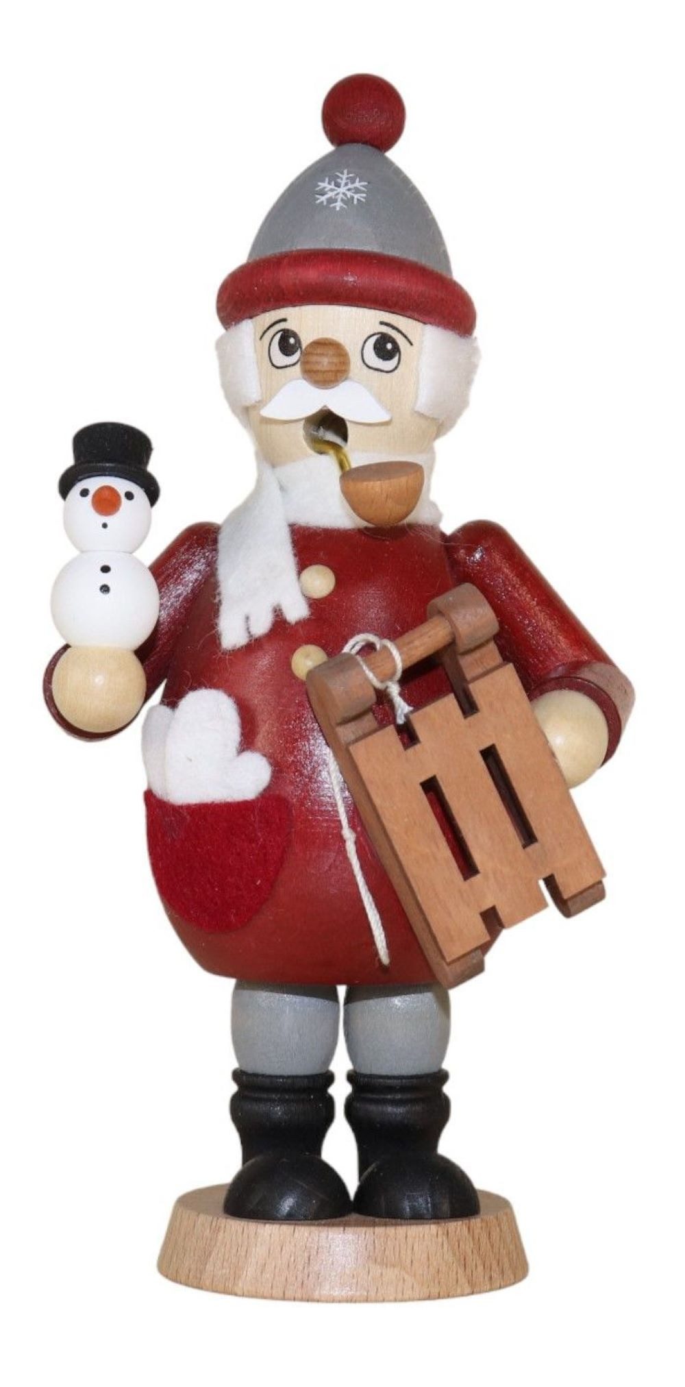 Ullrich Kunsthandwerk Фигурка курильщик mit Schlitten & Schneemann, Höhe ca. 17,0 cm