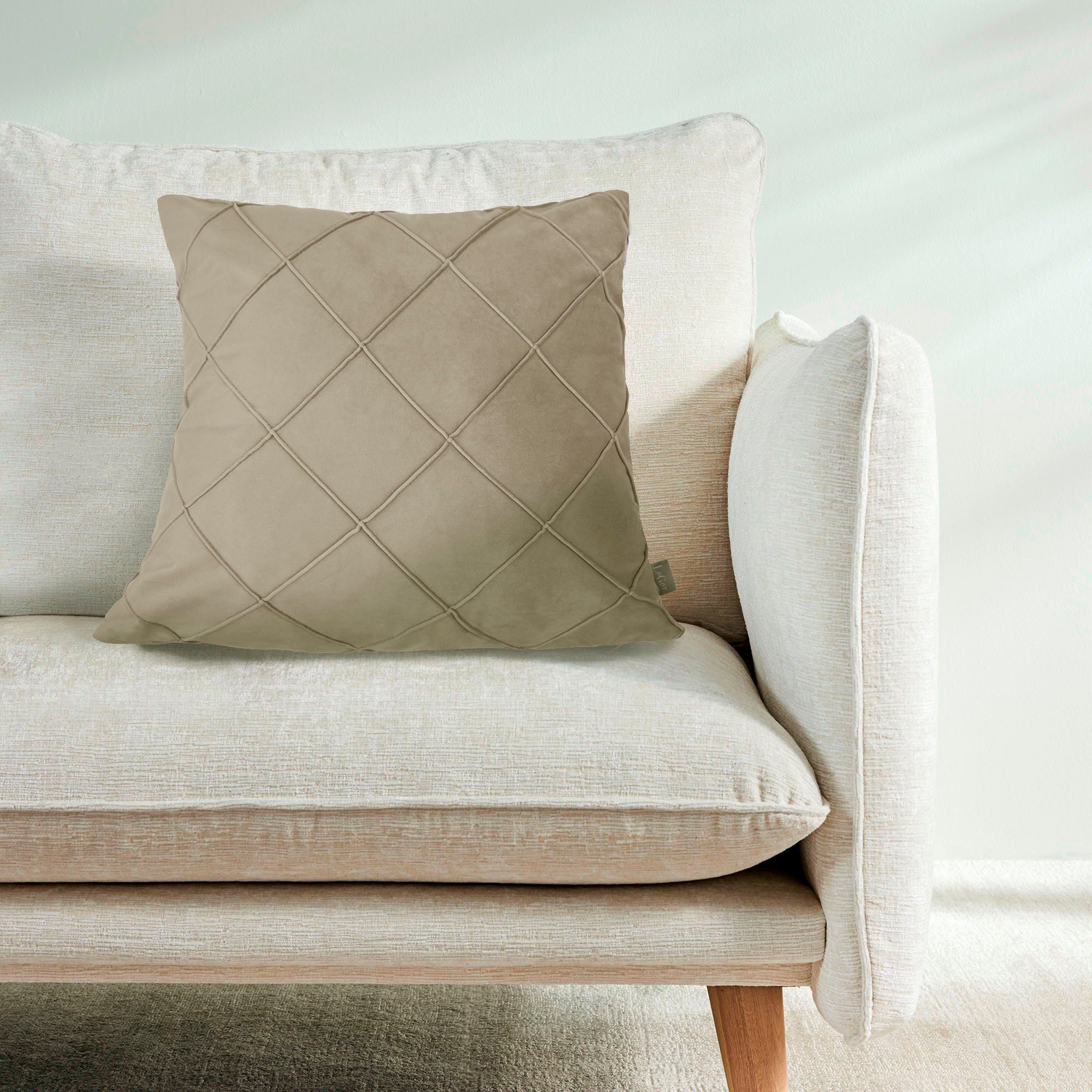 LeGer Home by Lena Gercke Dekokissen Samt Ladina Mit Biesen, Kissenhülle o. günstig online kaufen