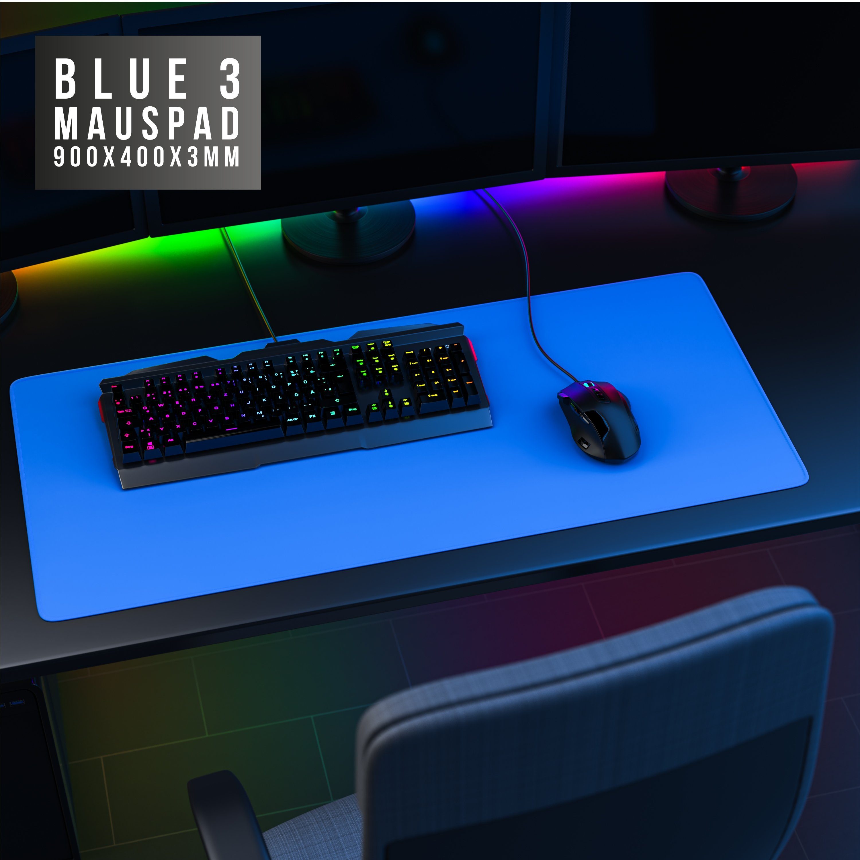 CSL Gaming Mauspad XXL Speed Mousepad 900 x 400 x 3 mm, große Tischunterlage (1-St), rutschfest, abwaschbar, Geschwindigkeit & Präzision, dunkelblau – Bild 2 von 5