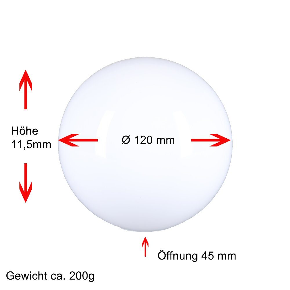 Home4Living Lampenschirm Kugelglas Ø 120mm weiß glänzend Lampenglas E27 Leuchtenglas, Dekorativ