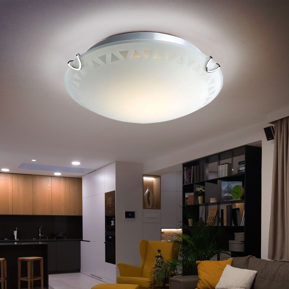 LED Deckenleuchte Rundleuchte Deckenlampe Muster Deckenleuchte, Warmweiß, inklusive, Leuchtmittel Glasleuchte Wohnzimmer etc-shop