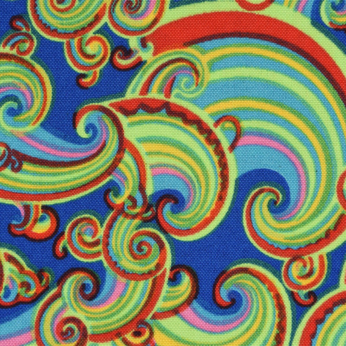 Thumbnail - SCHÖNER LEBEN. Stoff Polyester Retro Wellen blau grün rot 1,5m Breite