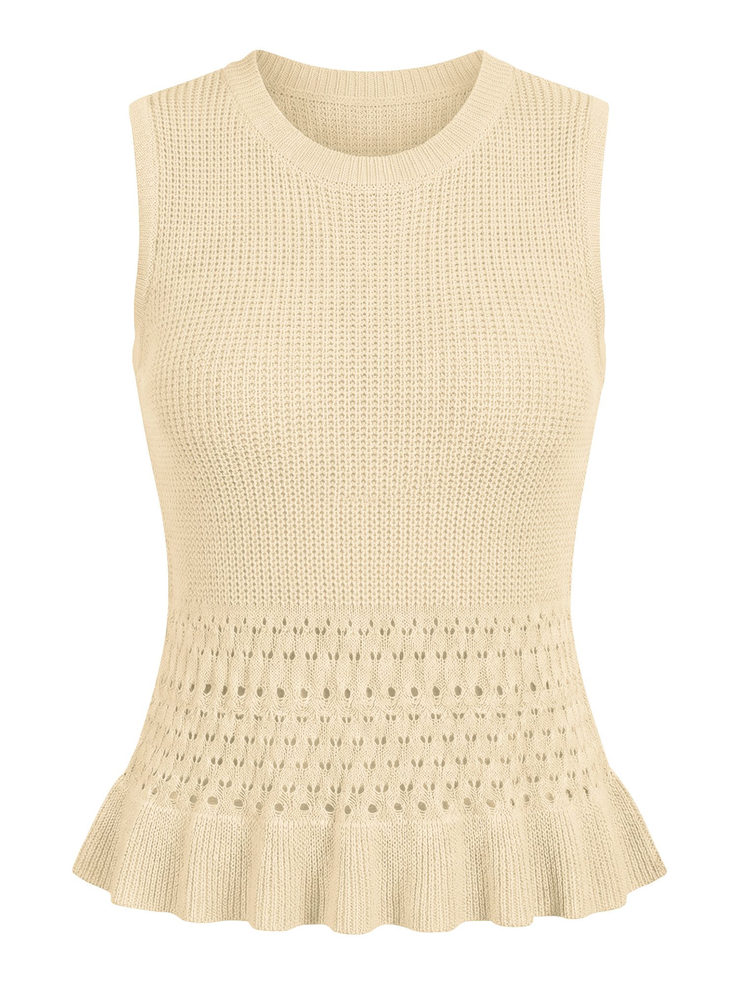 Imily Bela Strickweste Damen Weste mit Rundhals und Volant (Packung, 1-tlg., 1per-Pack) in Unifarbe – Bild 5 von 5