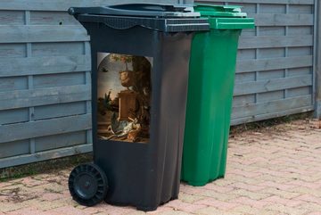 MuchoWow Wandsticker Jagdstiefel auf einer Plattform - Gemälde von Melchior d'Hondecoeter (1 St), Mülleimer-aufkleber, Mülltonne, Sticker, Container, Abfalbehälter