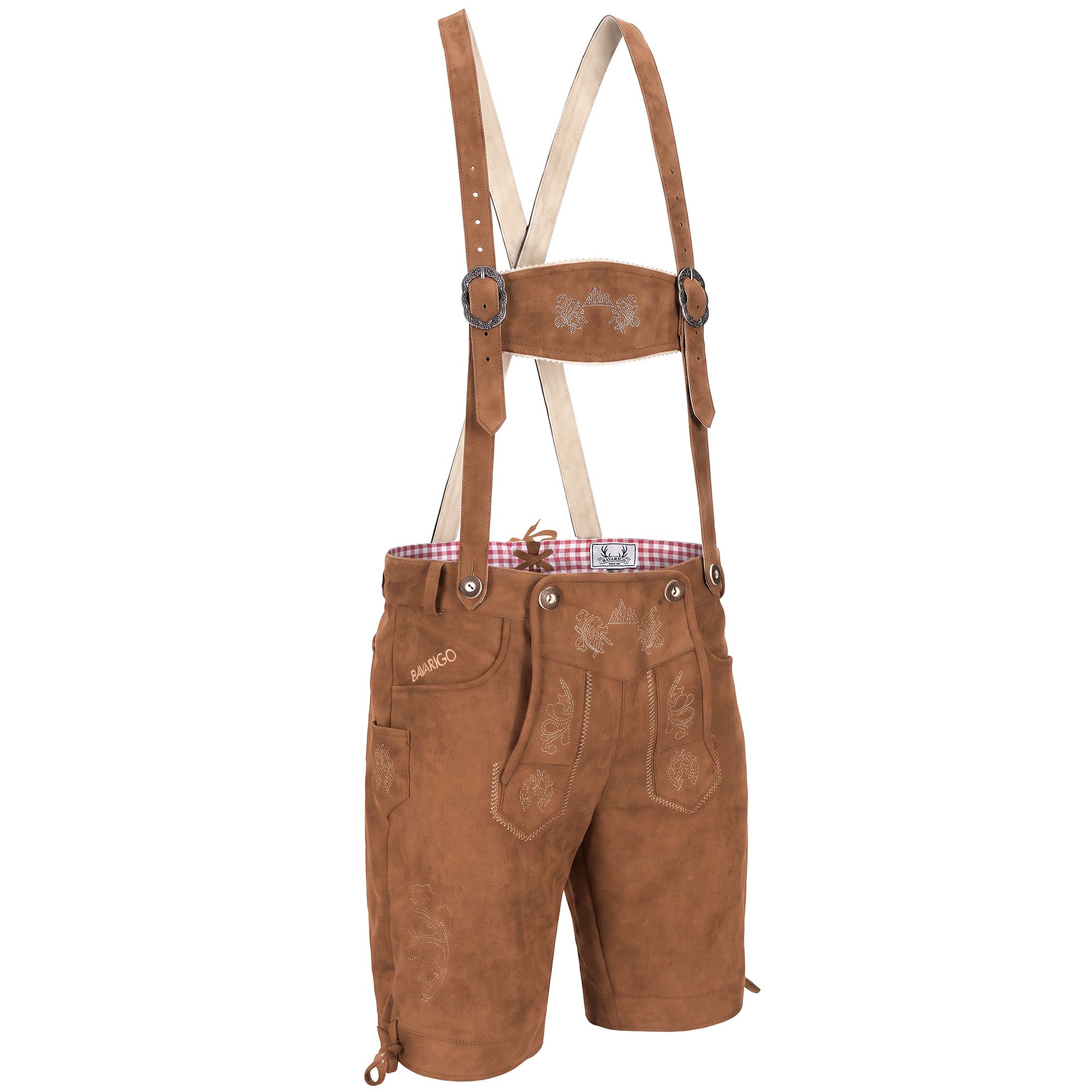 Bavarigo Trachtenhose ADRIAN Vegane Stretch Lederhose mit abnehmbaren Trägern mit traditioneller Stickerei - für Dein Oktoberfest Outfit – Bild 2 von 5