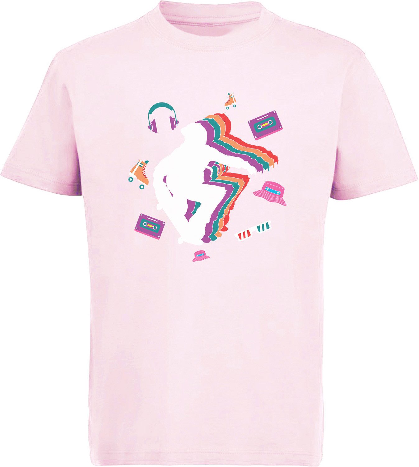 MyDesign24 T-Shirt Kinder Print Shirt mit Skateboarder im Retro Look Bedrucktes Jungen und Mädchen Skater T-Shirt, i521
