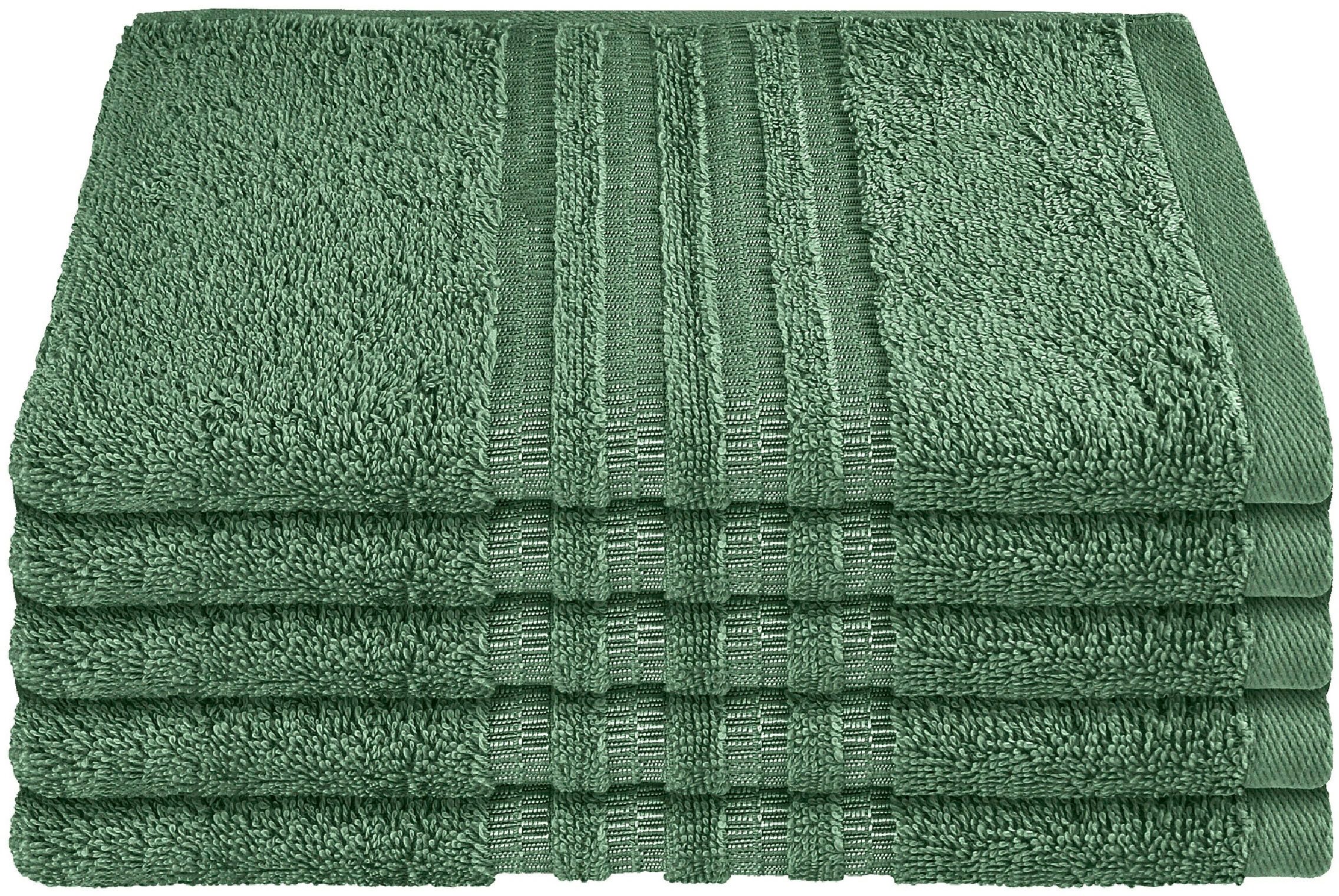 Schiesser Gästehandtücher Milano aus 100% Baumwolle mit eleganter Bordüre in Hoch-Tief-Optik, Frottier (Set, 5-St), Made in Green