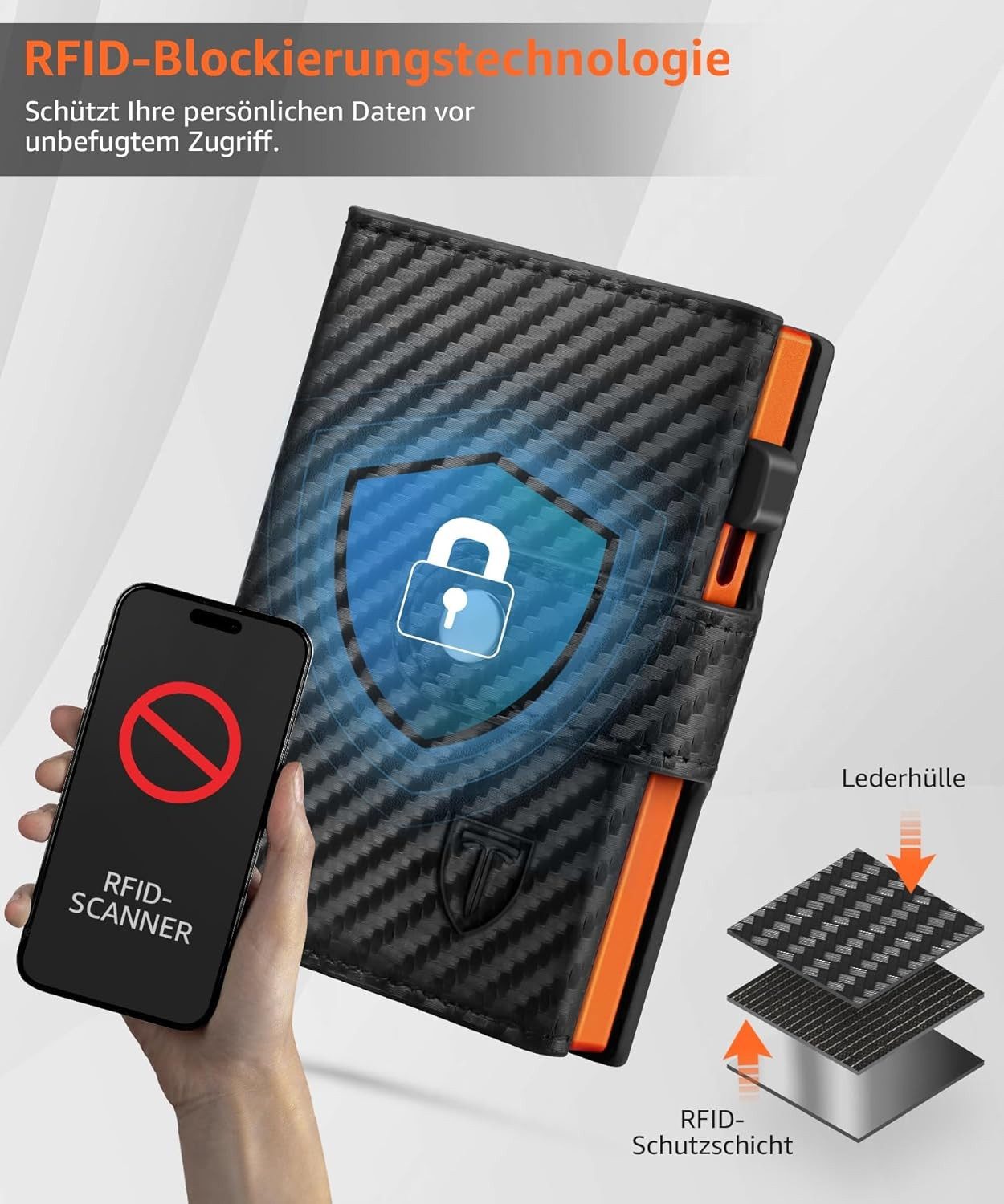 TEEHON Geldbörse Geldbeutel Herren mit Münzfach & RFID Schutz (Portmonee Herren Smart Wallet 3.0 mit 9 Kartenetui Klein, ID-Fenster, Geldscheinfach, 1-tlg), Gel – Bild 4 von 5