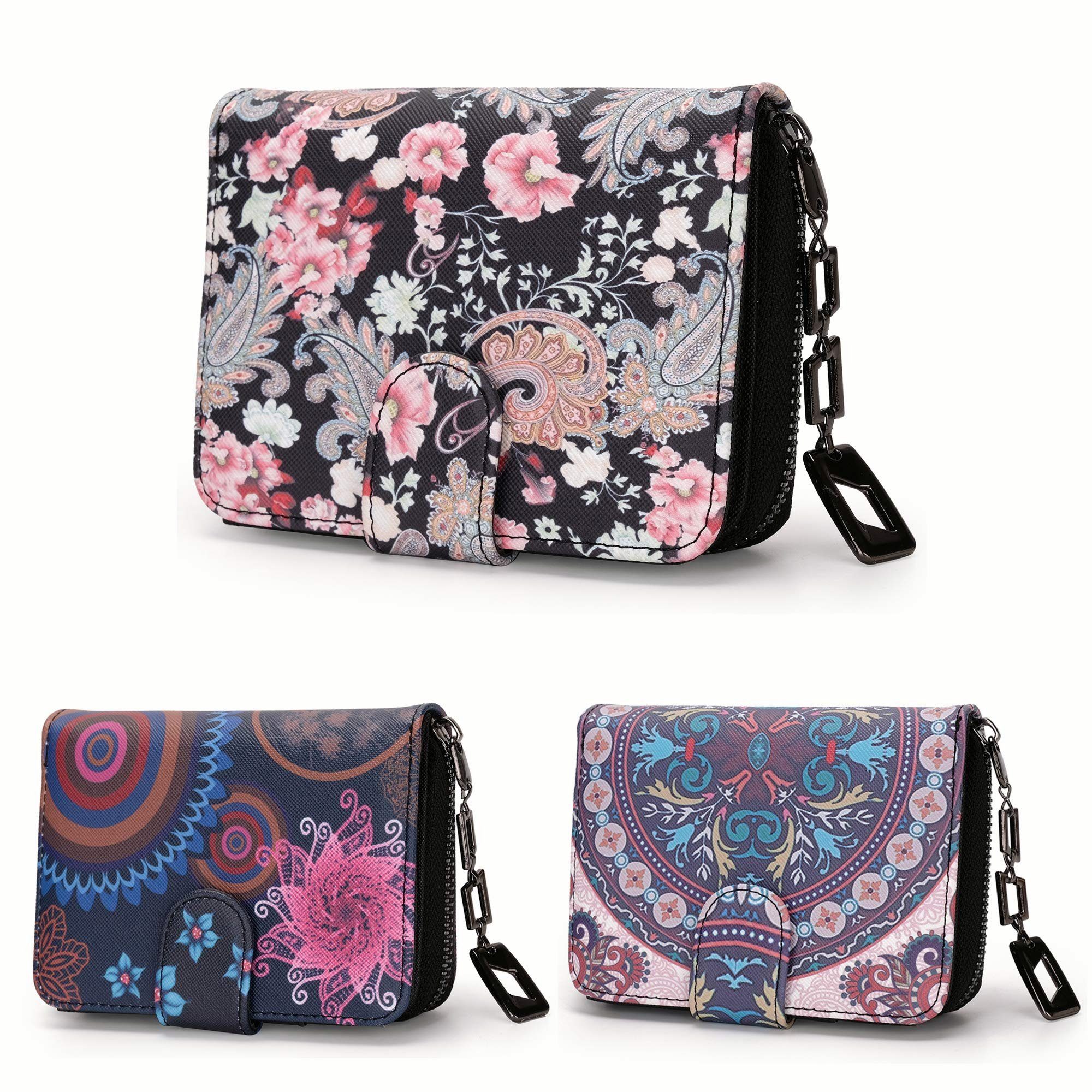 Blütenmuster Floral Blumen- mit Dream Brieftasche Platz mit Geldbeutel im Stil, und Praktische viel TAN.TOMI Aufteilung Mandala