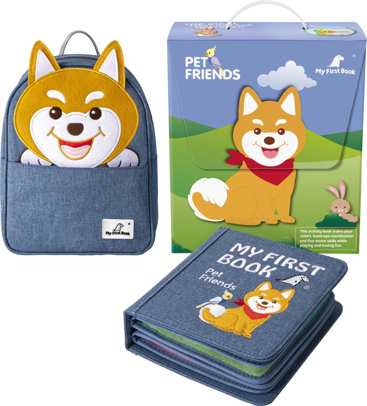 My First Book Lernspielzeug Montessori Quiet Book Pet Friends, Sensorik- & Motorikspielzeug, Busy Book, Beschäftigung ab 1 Jahr, Reisespielzeug, Geschenk