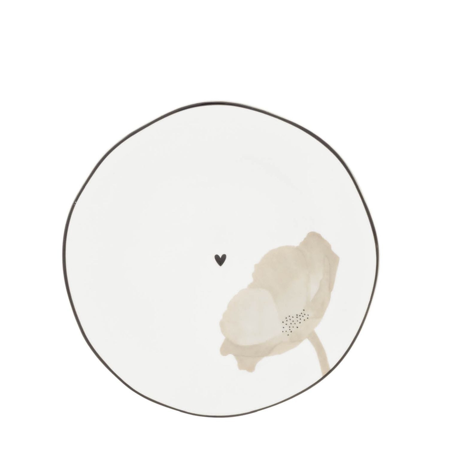 Bastion Collections Kuchenteller Beige Titan, Spülmaschinengeeignet, Weiß, Blume, ⌀ 13cm, Weiß, Blume, H: 1.5cm