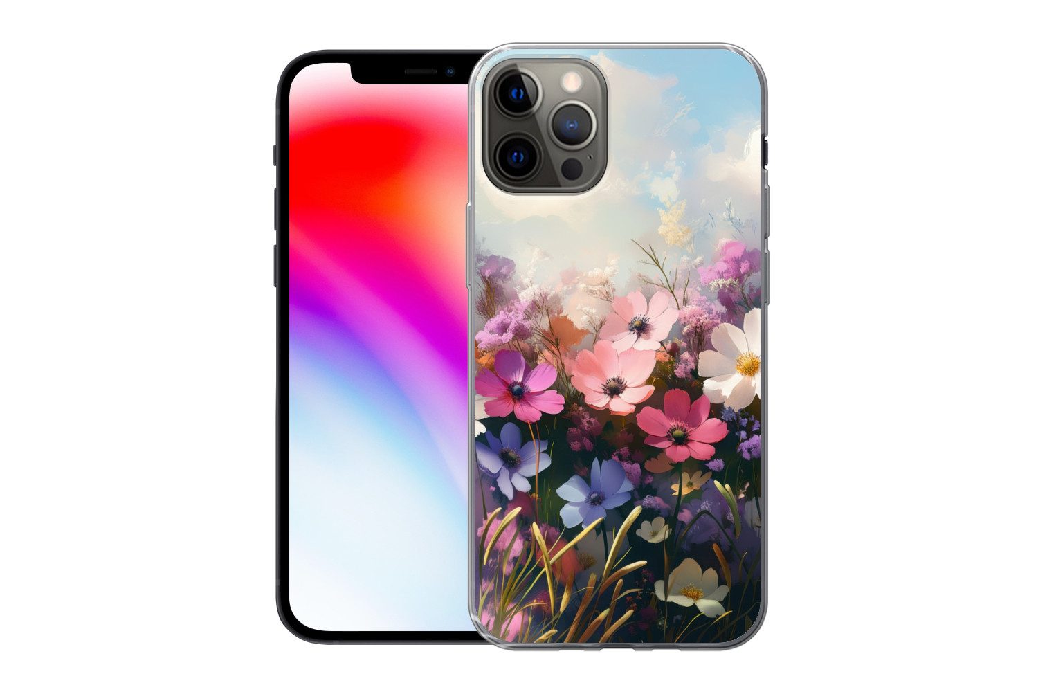MuchoWow Handyhülle für Apple iPhone 13 Pro Blumen - Bunt - Blühend, Smartphone-Bumper, Print, Handy Schutzhülle Dünn