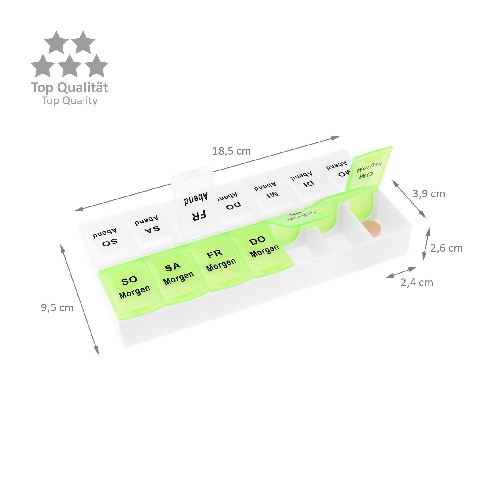 Wellgro Pillendose 2x Tablettenbox für 7 Tage mit je 2 Fächer pro Tag