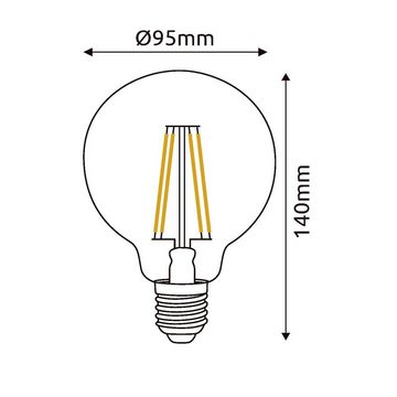 Globo LED-Leuchtmittel, LED Leuchtmittel Edison E27 7W Filament Lampe 4000K dimmbar D 9,5 cm