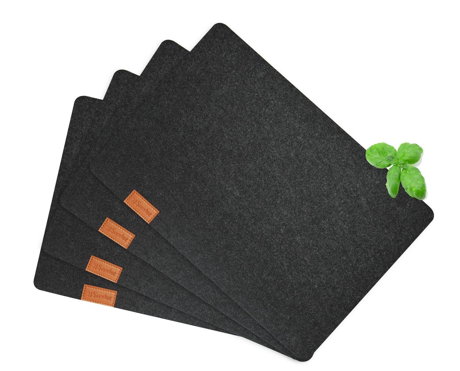 Sendez Platzteller 4 Tischuntersetzer aus Filz 43x29cm Platzmatte Telleruntersetzer, Zubehör für Teller, 4-tlg., Party