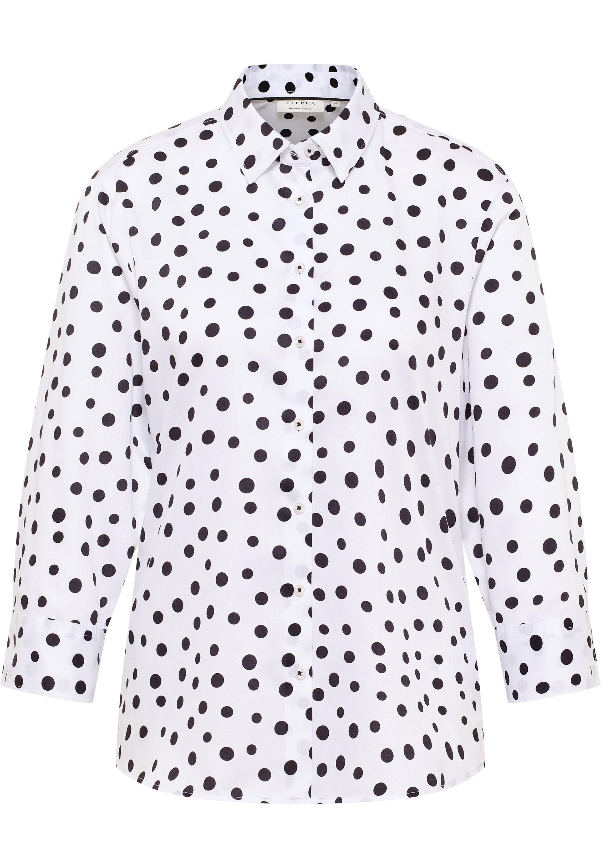 Eterna Blusentop ETERNA REGULAR FIT 3/4 Arm Bluse weiss/schwarz satin print 7173-01-R35