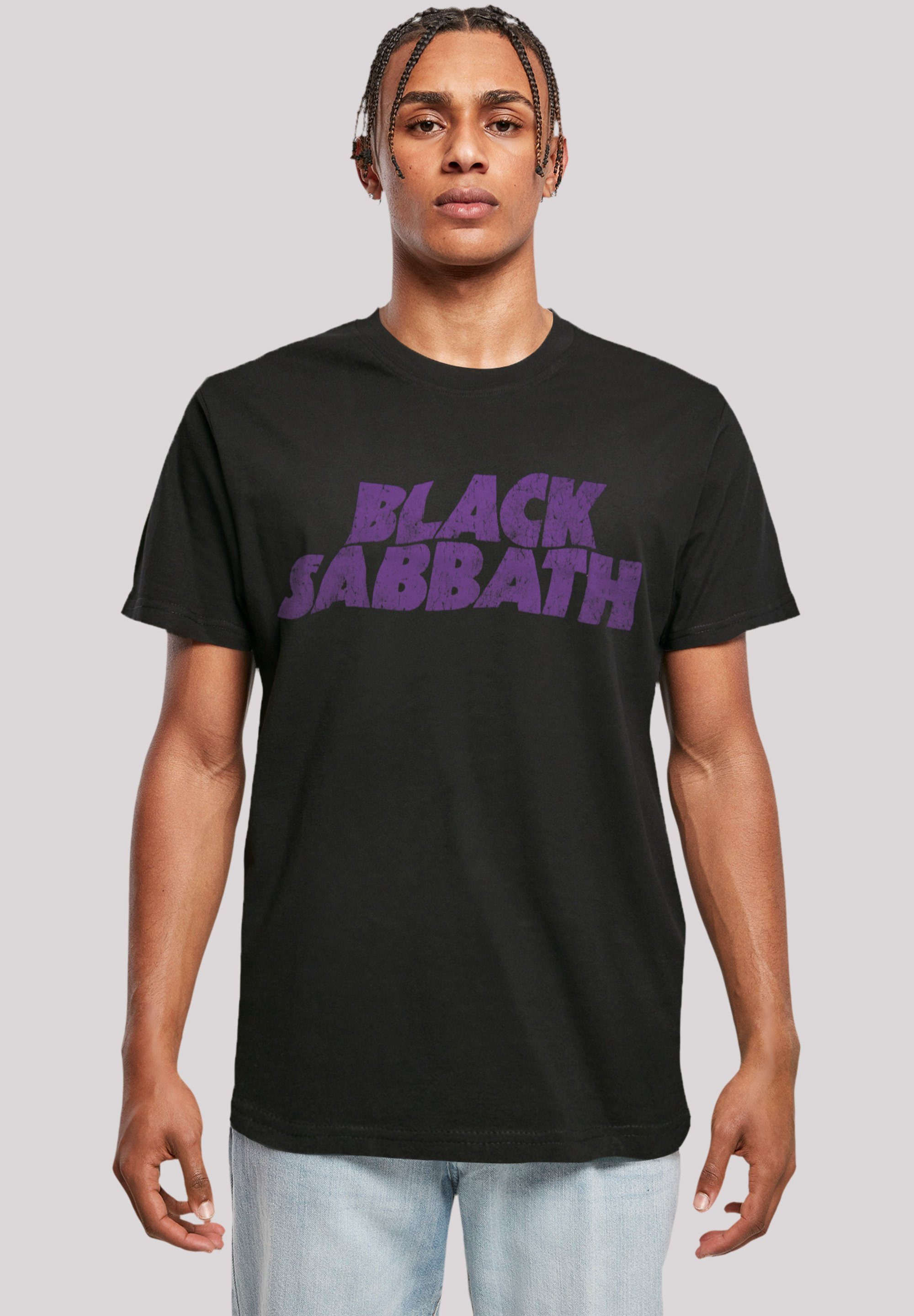 F4NT4STIC T-Shirt Black Sabbath Wavy Logo lila Print schwarz
