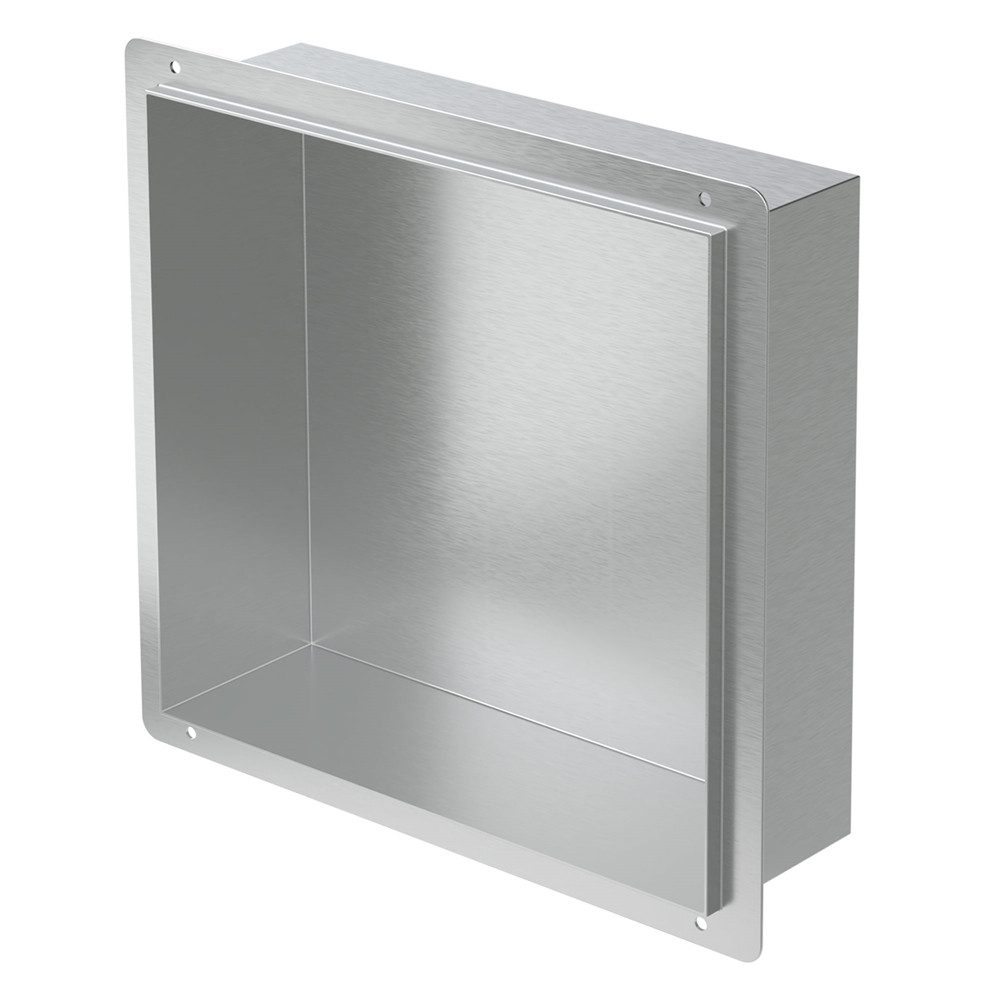 LuxeBath Duschwand Wandnische aus Edelstahl Flexibler Einbau für Badezimmer Randlos, Duschnische Silber 30x30x10cm Einzelregal Randlos Befliesbare Nische