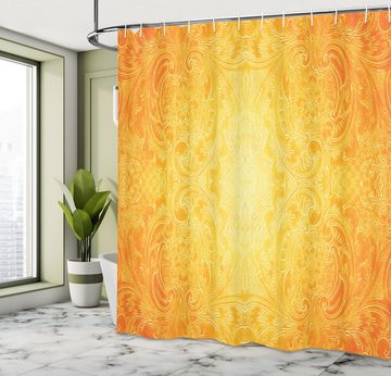 Abakuhaus Duschvorhang Moderner Digitaldruck mit 12 Haken auf Stoff Wasser Resistent Breite 175 cm, Höhe 180 cm, Orange Antike Blumenverzierung