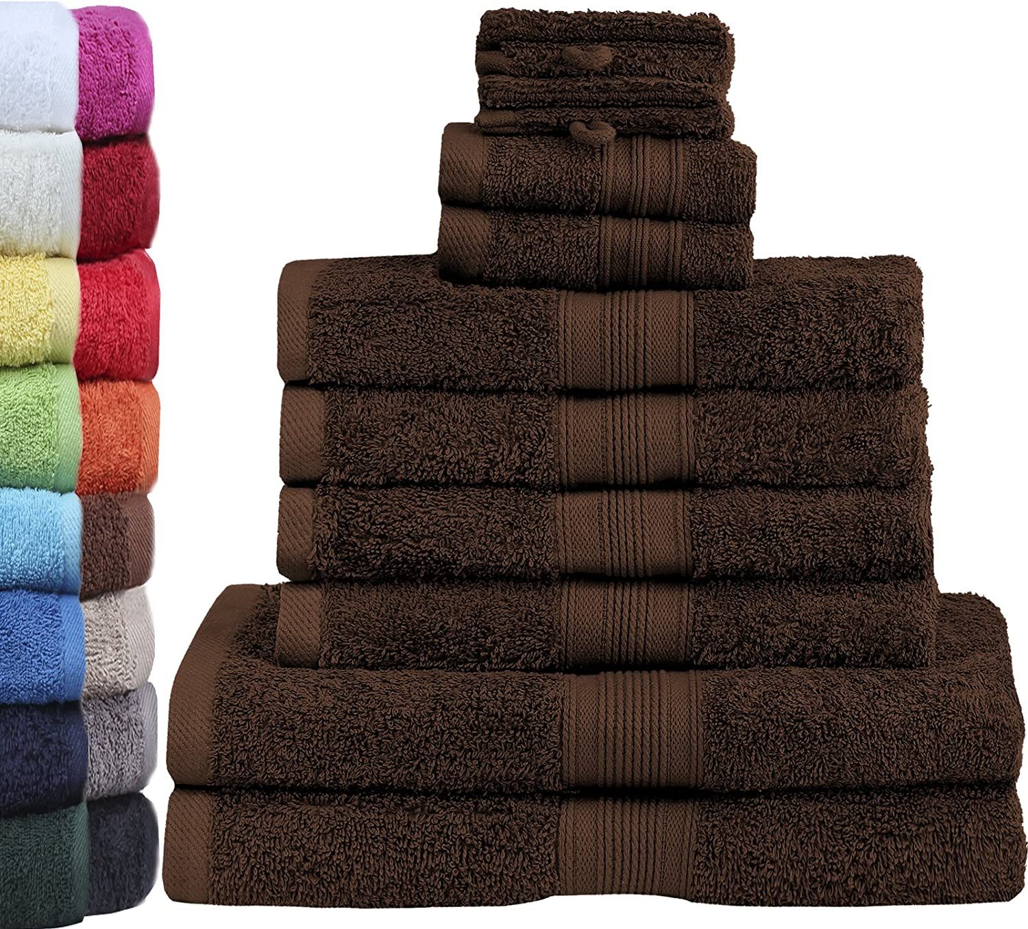 GREEN MARK Textilien Handtuch Set 10er-Set Premium Frottier Handtuch-Set, 100% Baumwolle (Set, 10-St), 4X Handtücher, 2X Duschtücher, 2X Gästetücher, 2X Waschhandschuhe